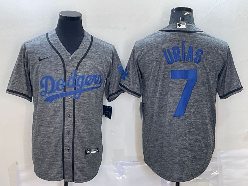 Men Los Angeles Dodgers 7 Urias Grey hemp ash 2022 Nike MLB Jerseys